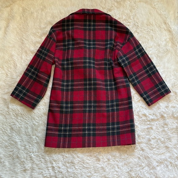 RED VALENTINO Wool Double Breasted Coat in Red Tartan - Size Small - Picture 6 of 10